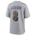 B.Ravens #8 Lamar Jackson Player Gray Replica Limited Odoa Stitched Jerseys
