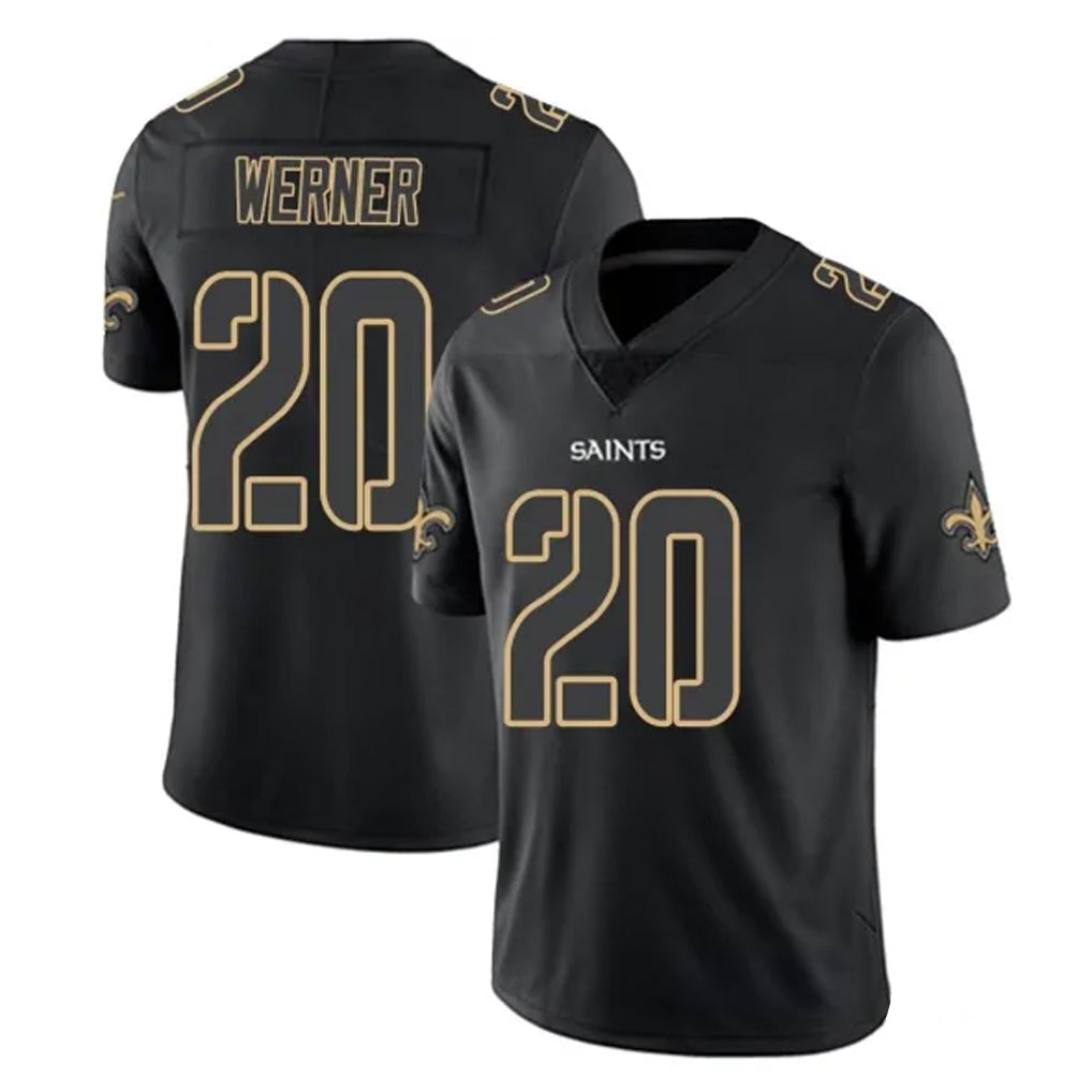 NO.Saints #20 Pete Werner Player Black Impact Limited Home Game Odoa Stitched Jerseys