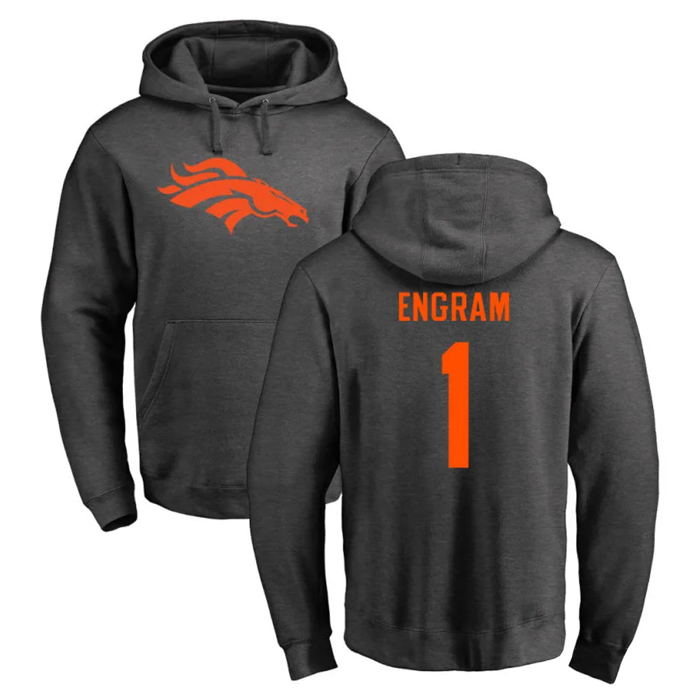 D.Broncos #1 Evan Engram Player Ash One Color Pullover Hoodie Limited Odoa Stitched Jerseys