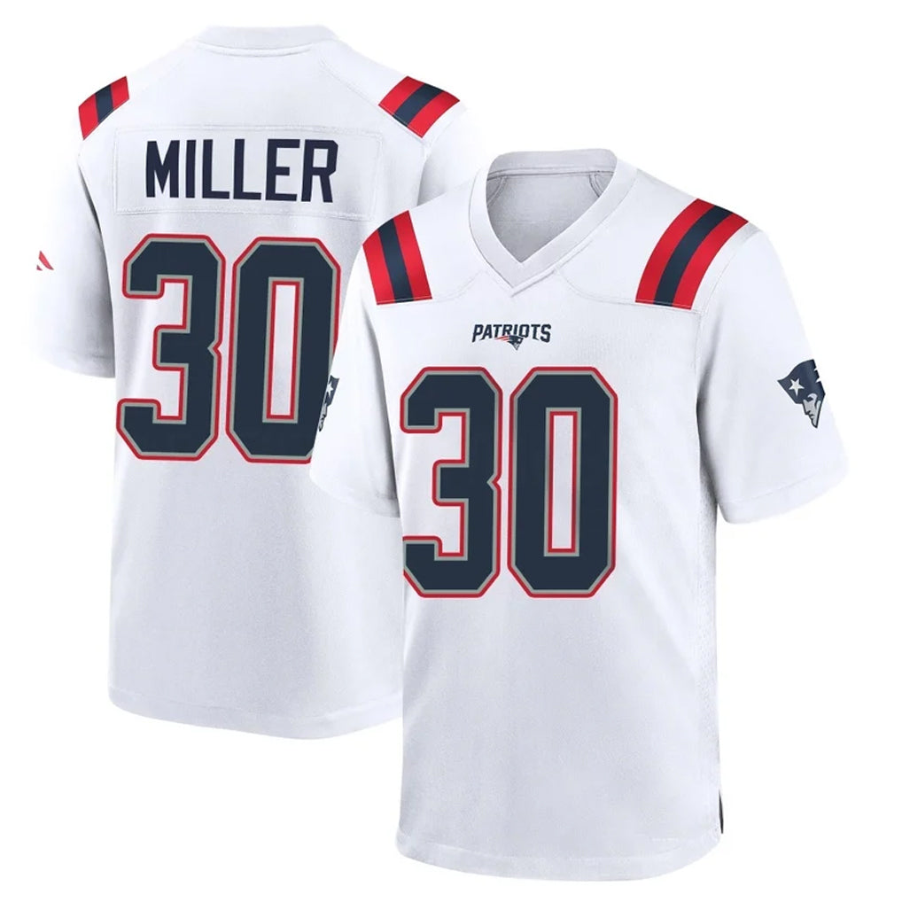 NE.Patriots #30 Jam Miller Player White Home Game Odoa Stitched Jerseys