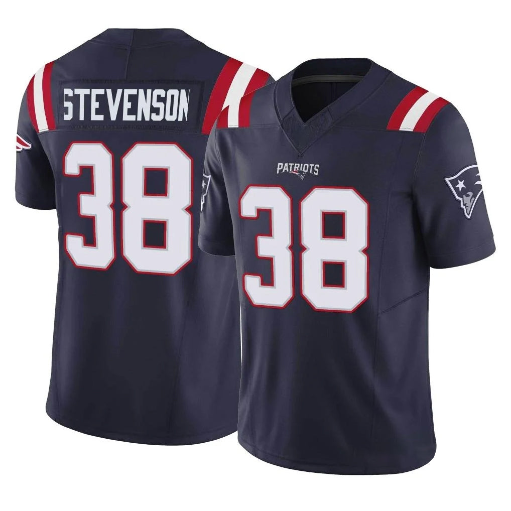 NE.Patriots #38 Rhamondre Stevenson Player Navy Limited Vapor F.U.S.E. Home Game Odoa Stitched Jerseys