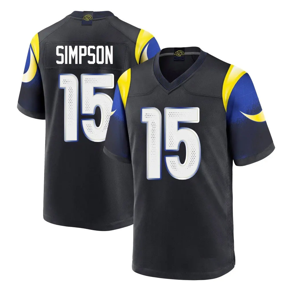 LA.Rams #15 Ty Simpson Player Black Midnight Rivalries Collection Home Game Odoa Stitched Jerseys