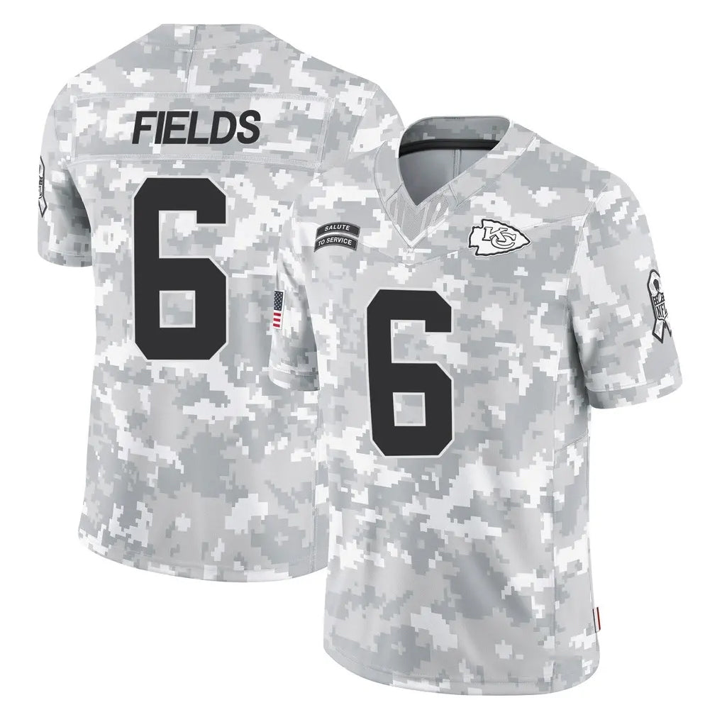 KC.Chiefs #6 Justin Fields Player Arctic Camo Salute To Service Limited Game Stitched Jerseys