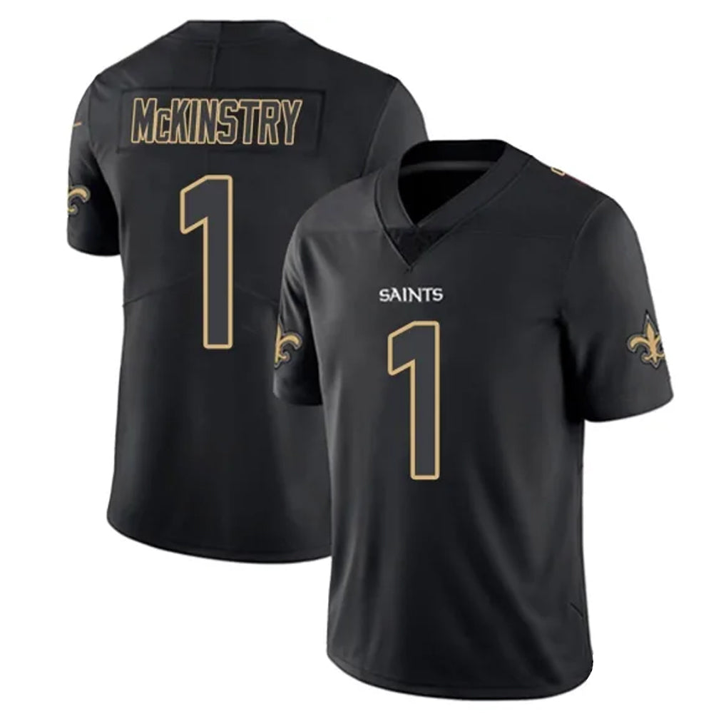 NO.Saints #1 Kool-Aid McKinstry Player Black Impact Limited Home Game Odoa Stitched Jerseys