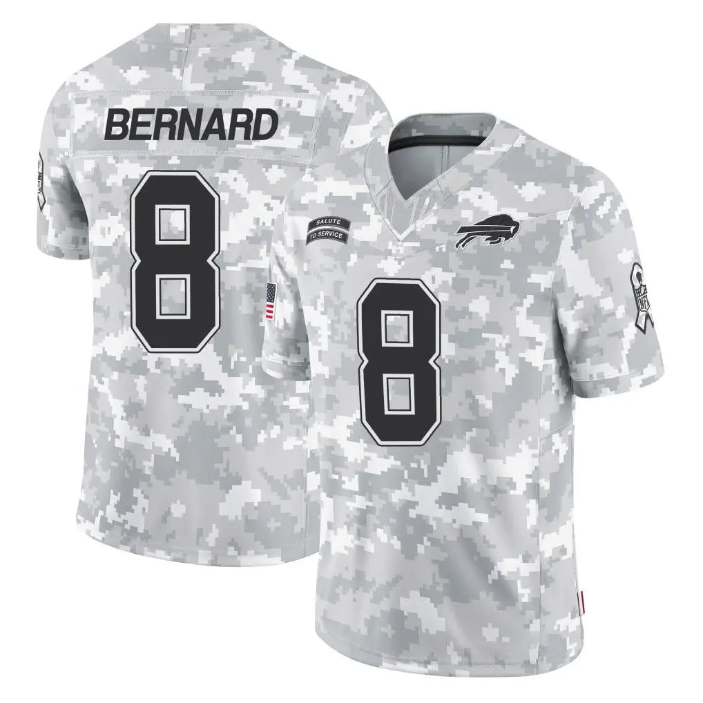 B.Bills #8 Terrel Bernard Player Arctic Camo Salute to Service Limited Game Odoa Stitched Jerseys