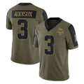 M.Vikings #3 Jordan Addison Player Olive Salute To Service Limited Game Odoa Stitched Jerseys