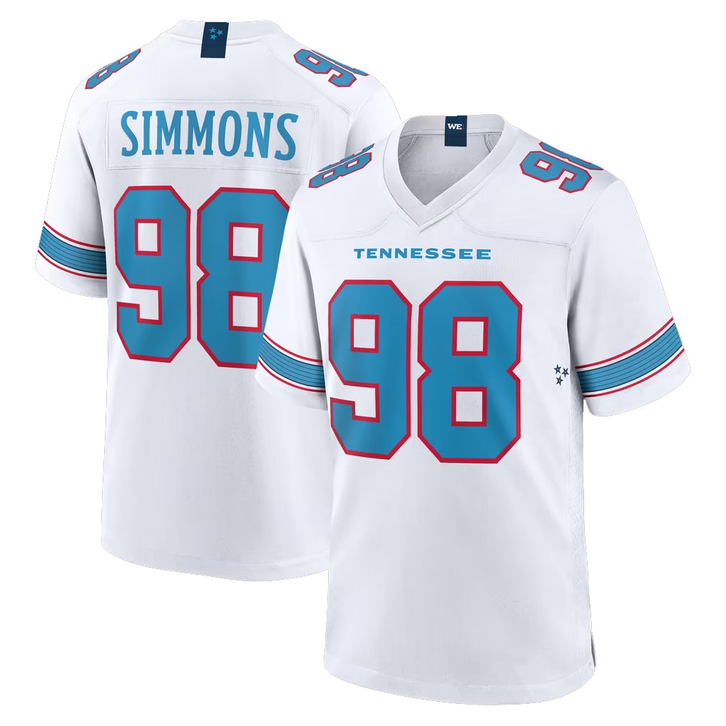 T.Titans #98 Jeffery Simmons Player White 2026 Game Home Odoa Stitched Jerseys