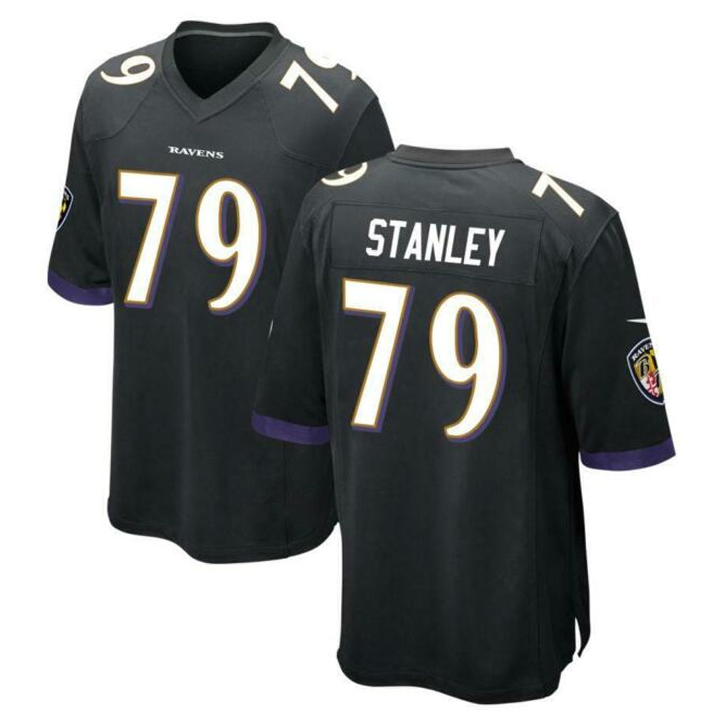 B.Ravens #79 Ronnie Stanley Player Black Alternate Home Game Odoa Stitched Jerseys