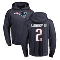 NE.Patriots #2 Harold Landry III Player Navy LOGO Pullover Hoodies Home Game Odoa Stitched Jerseys