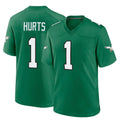 P.Eagles #1 Jalen Hurts Player Green Kelly Alternate Home Game Odoa Stitched Jerseys