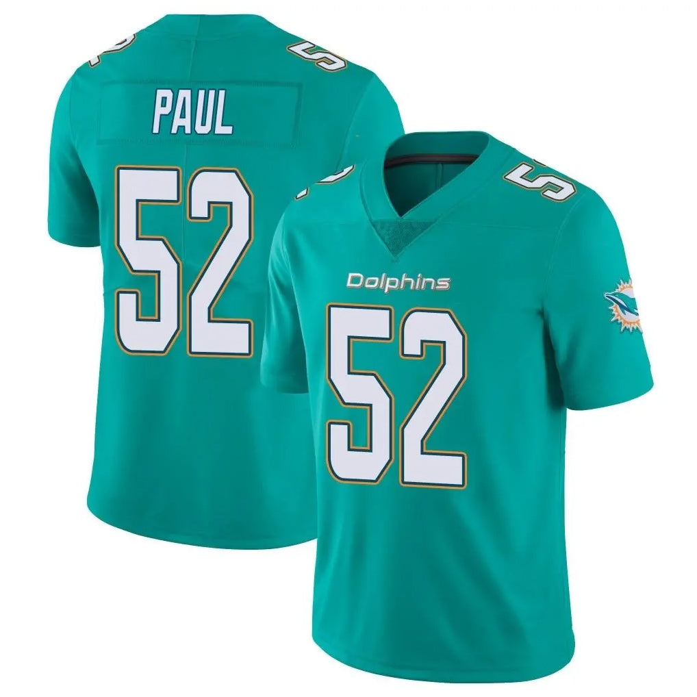 M.Dolphins #52 Patrick Paul Player Aqua Limited Vapor Untouchable Home Game Odoa Stitched Jerseys