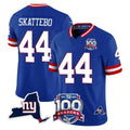 NY.Giants #44 Cam Skattebo Player Royal 100th Season & State Patch Vapor Limited Home Game Odoa Stitched Jerseys