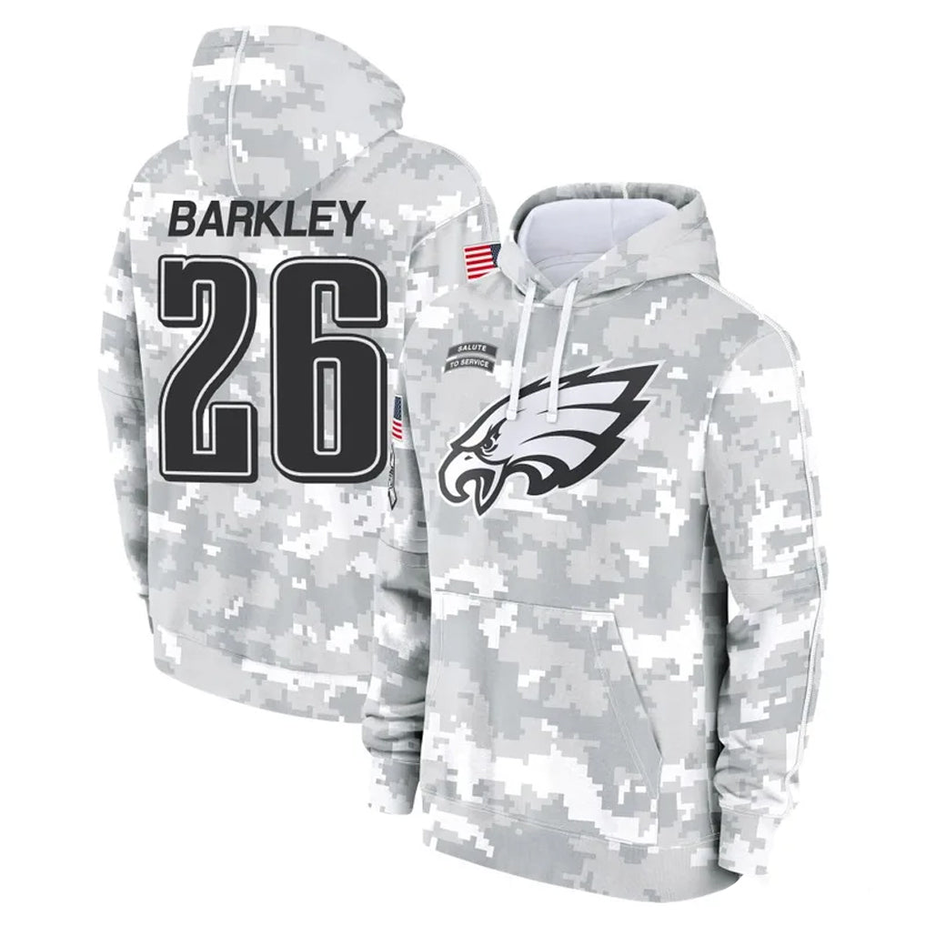 P.Eagles #26 Saquon Barkley Player Arctic Camo Salute to Service Pullover Hoodies Limited Game Odoa Stitched Jerseys