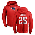 NE.Patriots #25 Marcus Jones Player Red LOGO Pullover Hoodies Home Game Odoa Stitched Jerseys