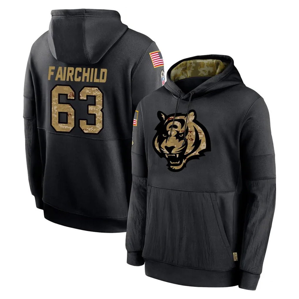 C.Bengals #63 Dylan Fairchild Player Black Salute to Service Pullover Hoodies Limited Odoa Stitched Jerseys