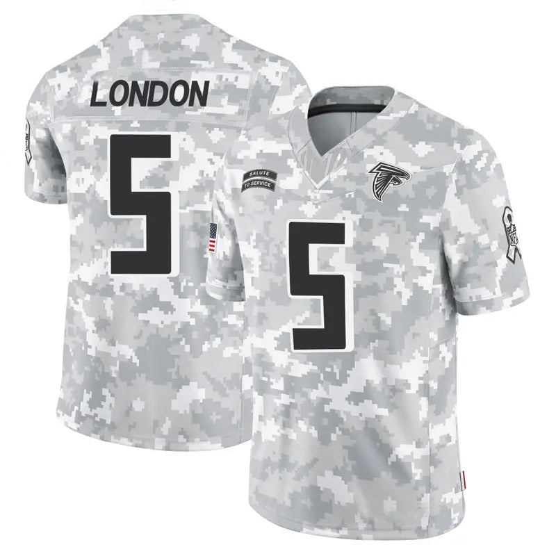 A.Falcons #5 Drake London Player Arctic Camo Salute to Service Limited Odoa Stitched Jerseys