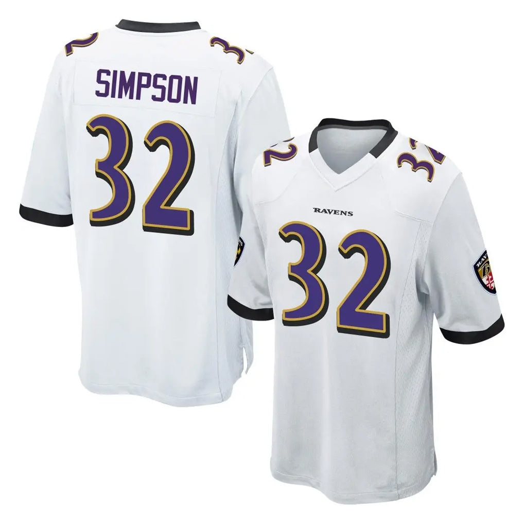 B.Ravens #32 Trenton Simpson Player White Home Game Odoa Stitched Jerseys