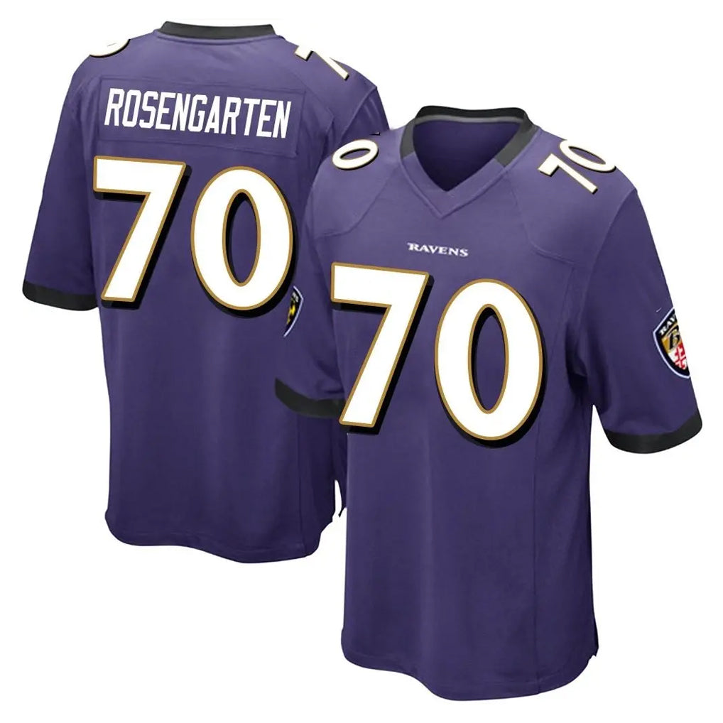 B.Ravens #70 Roger Rosengarten Player Purple Home Game Odoa Stitched Jerseys
