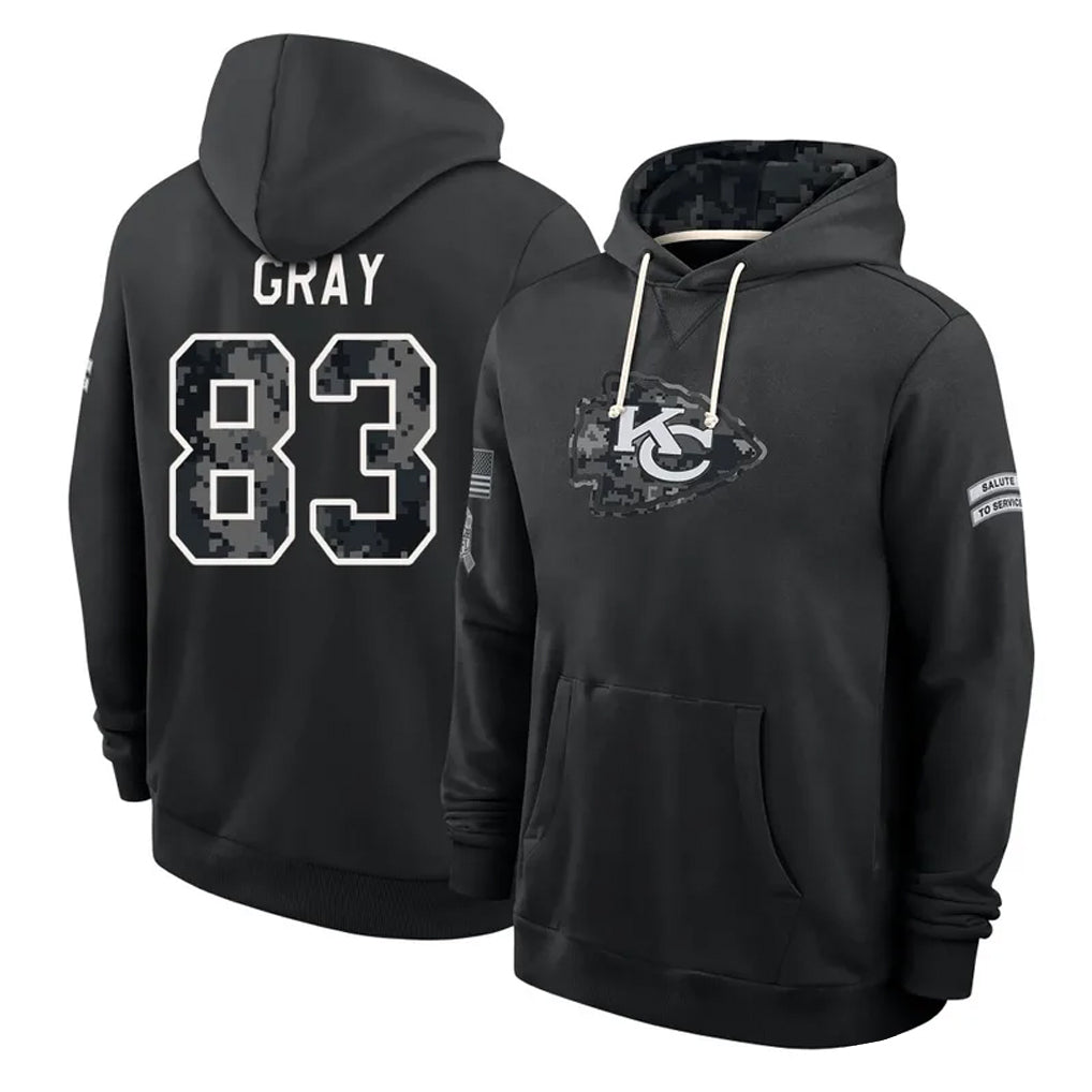 KC.Chiefs #83 Noah Gray Player 2026 Black Logo Pullover Hoodies Limited Game Stitched Jerseys