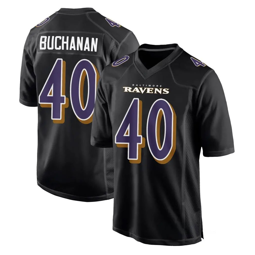 B.Ravens #40 Teddye Buchanan Player Black Carbon Fashion Home Game Odoa Stitched Jerseys
