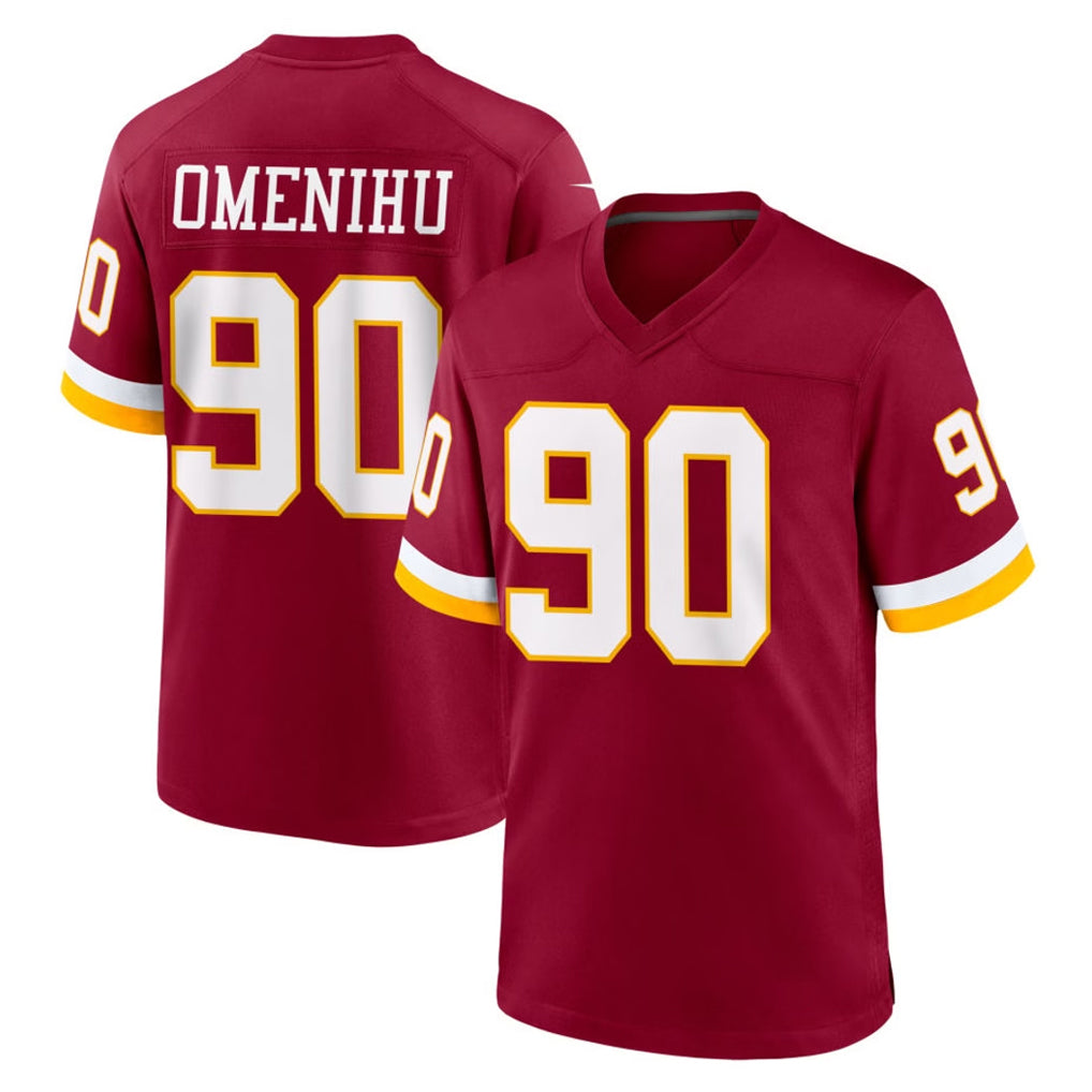 W.Commanders #90 Charles Omenihu Player Burgundy Game Home Odoa Stitched Jerseys