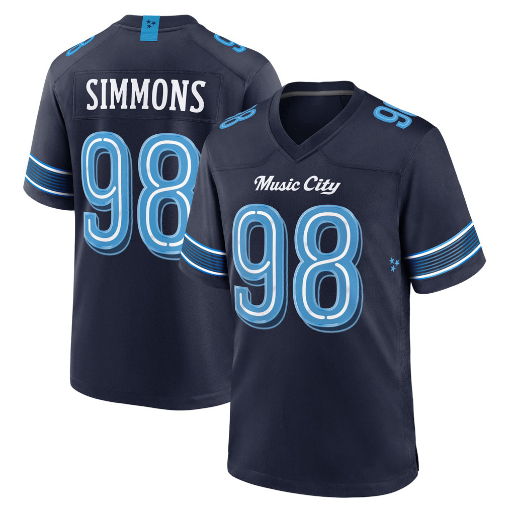 T.Titans #98 Jeffery Simmons Player Navy 2026 Rivalries Collection Home Game Odoa Stitched Jerseys