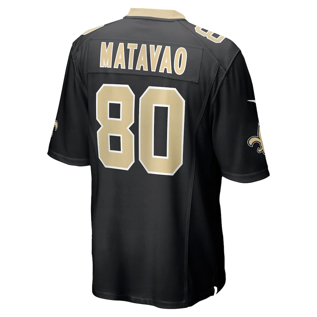Odoa NO.Saints #80 Moliki Matavao Black Team Game Jersey