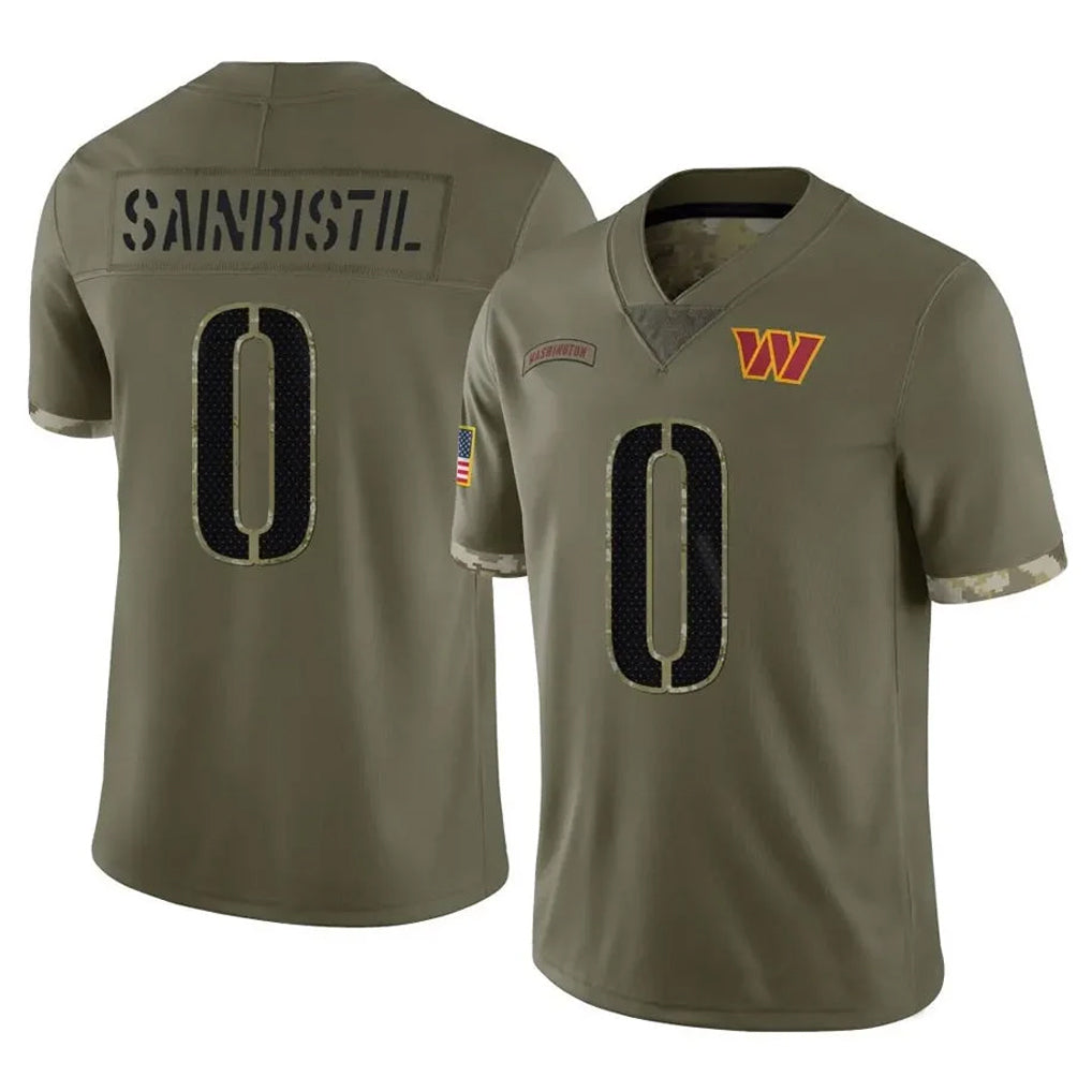 W.Commanders #0 Mike Sainristil Player Olive Salute To Service Limited Home Game Odoa Stitched Jerseys