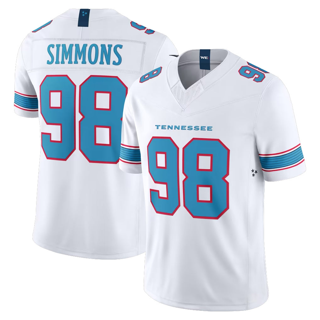T.Titans #98 Jeffery Simmons Player White Limited Vapor F.U.S.E. Home Game Odoa Stitched Jerseys