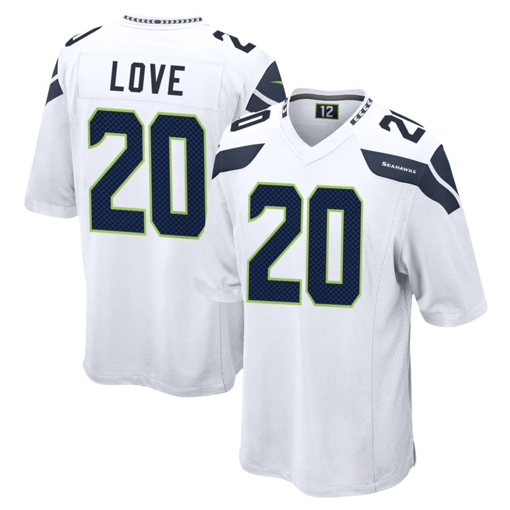 S.Seahawks #20 Julian Love Player White Home Game Odoa Stitched Jerseys