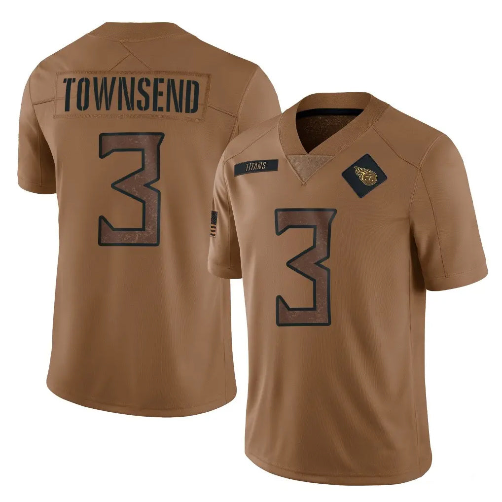 T.Titans #3 Tommy Townsend Player Brown Limited Salute to Service Home Game Odoa Stitched Jerseys