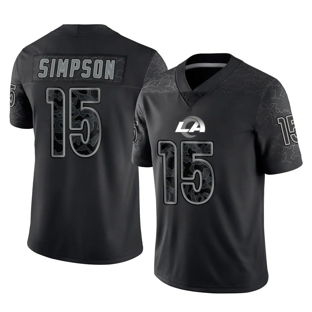 LA.Rams #15 Ty Simpson Player Black Limited Reflective Home Game Odoa Stitched Jerseys