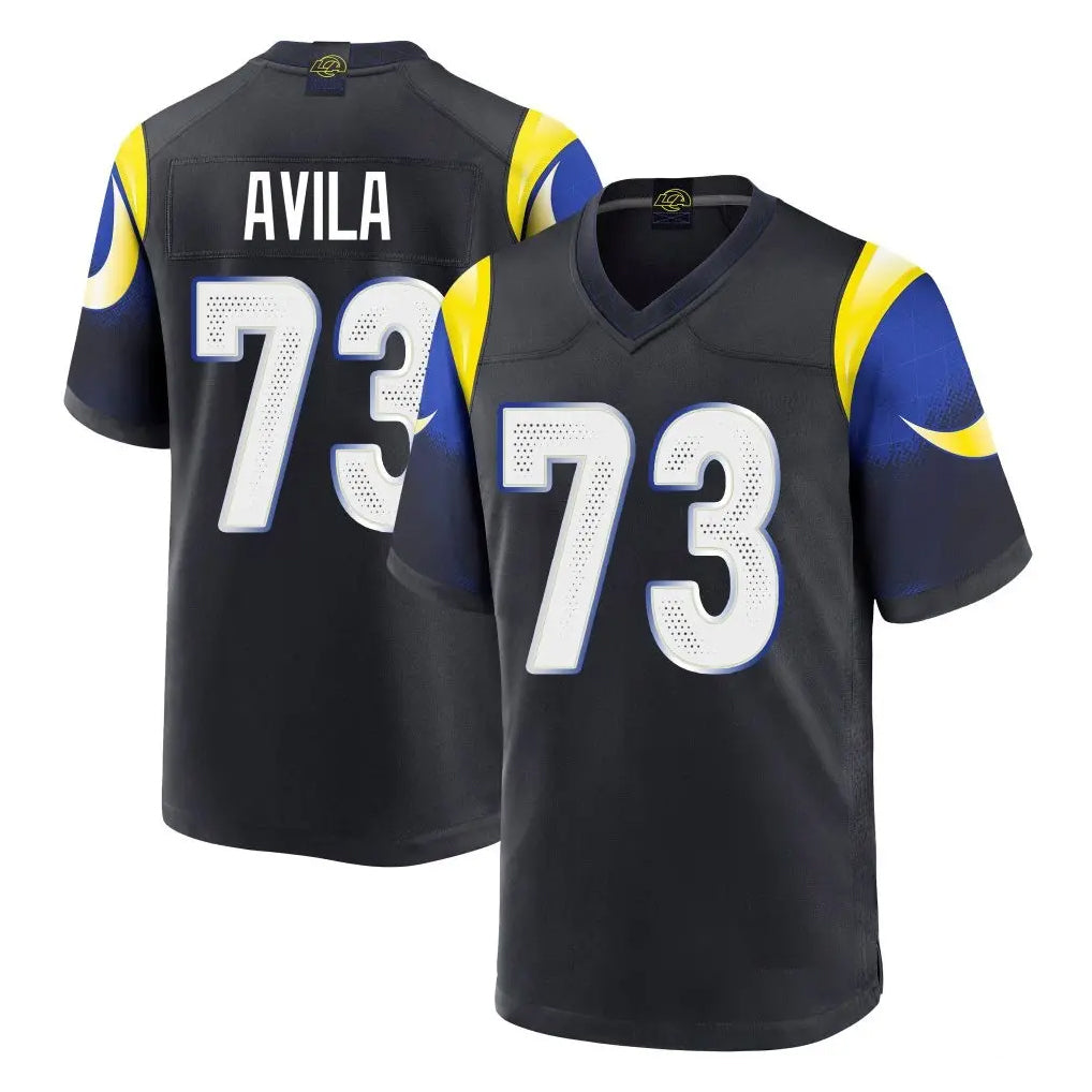 LA.Rams #73 Steve Avila Player Black Midnight Rivalries Collection Home Game Odoa Stitched Jerseys