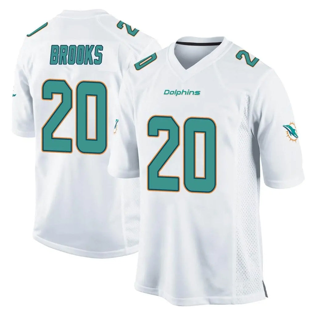 M.Dolphins #20 Jordyn Brooks Player White Home Game Odoa Stitched Jerseys
