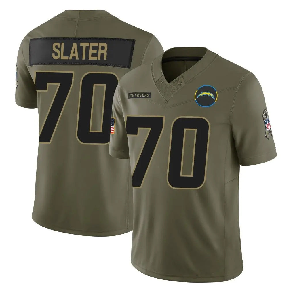 LA.Chargers #70 Rashawn Slater Player Olive 2025 Salute To Service Limited Game Odoa Stitched Jerseys