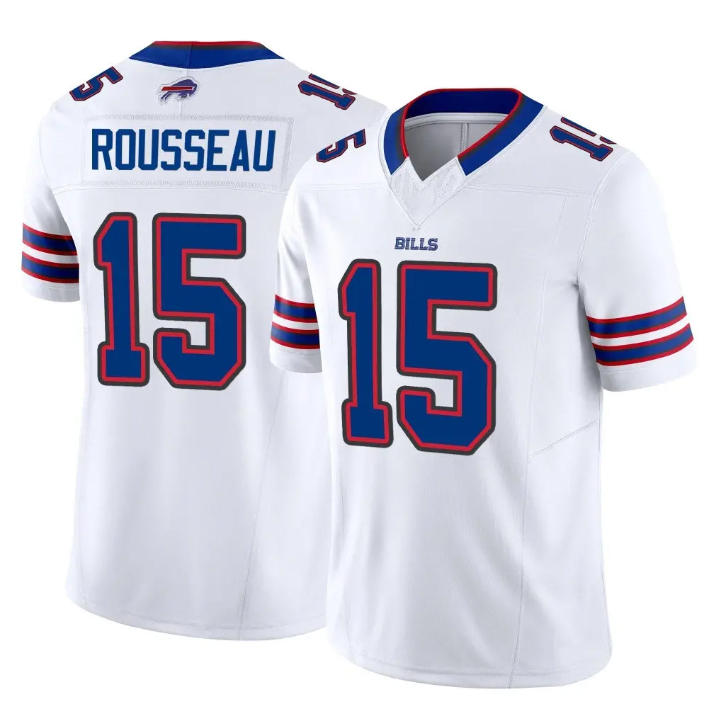 B.Bills #15 Greg Rousseau Player White Vapor F.U.S.E. Jersey Limited Home Game Odoa Stitched Jerseys