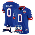 NY.Giants #0 Brian Burns Player Royal 100th Season & State Patch Vapor Limited Home Game Odoa Stitched Jerseys