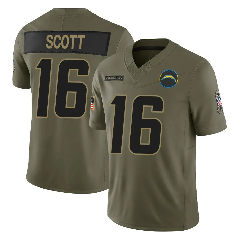 LA.Chargers #16 J.K. Scott Player Olive 2025 Salute To Service Limited Game Odoa Stitched Jerseys
