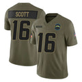 LA.Chargers #16 J.K. Scott Player Olive 2025 Salute To Service Limited Game Odoa Stitched Jerseys
