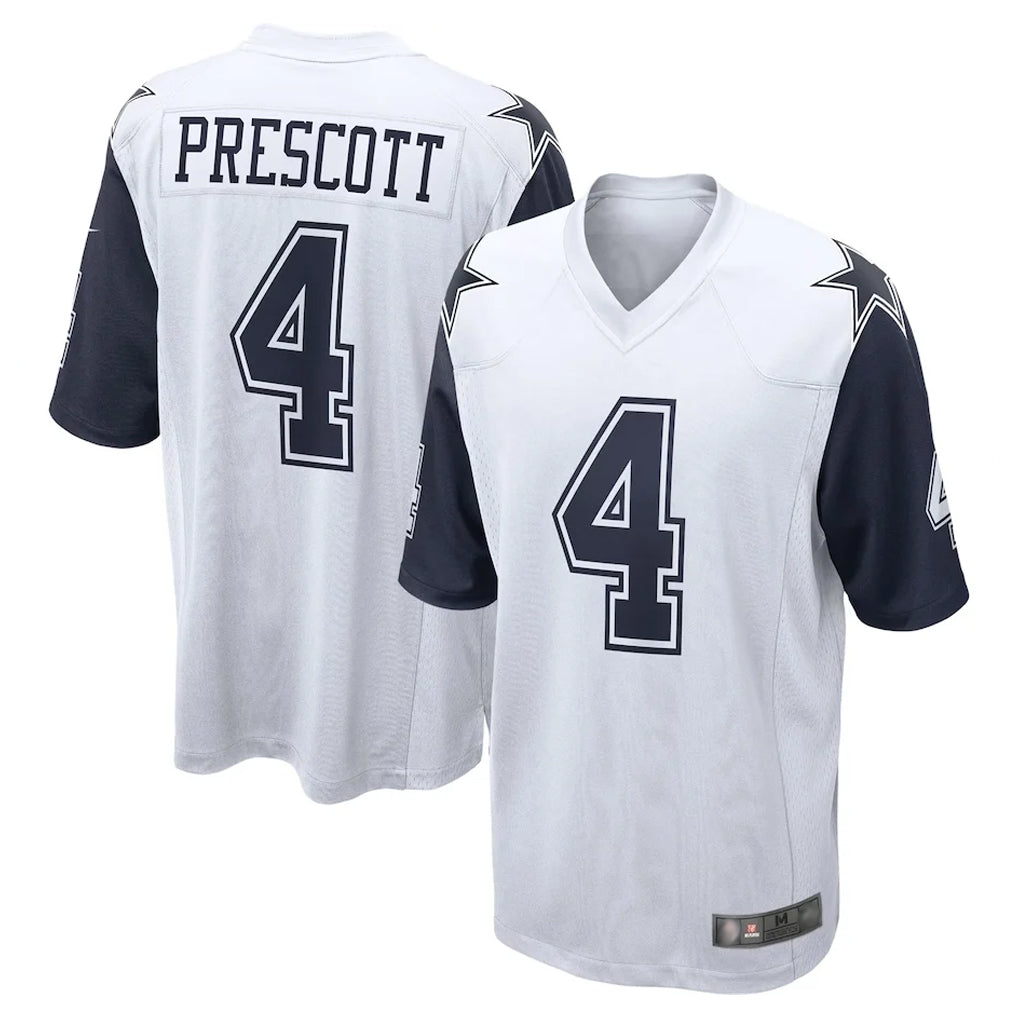 D.Cowboys #4 Dak Prescott Player White-Navy Home Game Odoa Stitched Jerseys