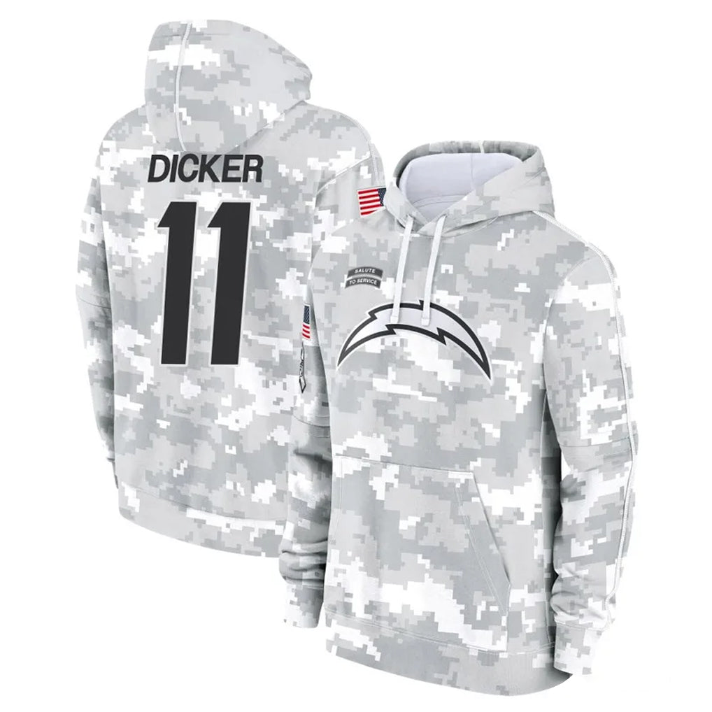 LA.Chargers #11 Cameron Dicker Player Arctic Camo Salute to Service Hoodies Limited Game Odoa Stitched Jerseys