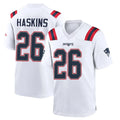 NE.Patriots #26 Hassan Haskins Player White Home Game Odoa Stitched Jerseys