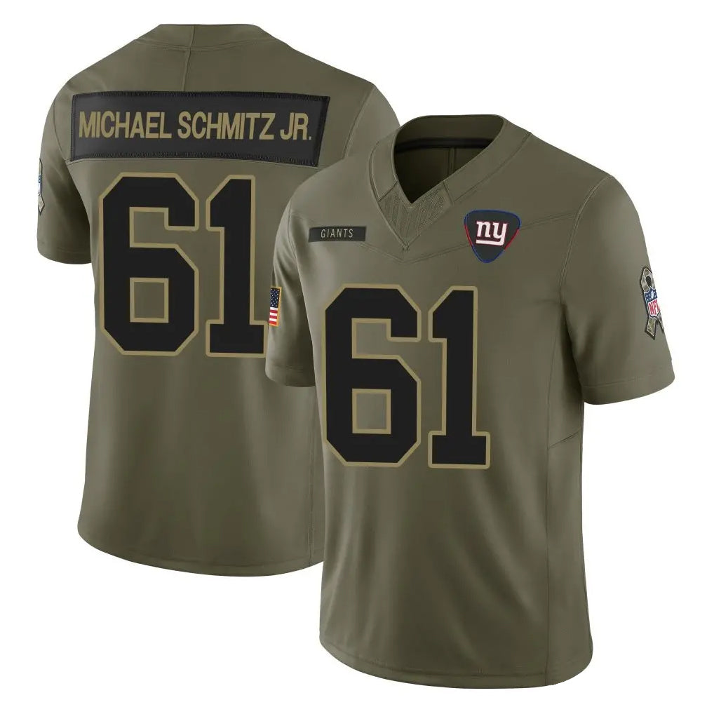 NY.Giants #61 John Michael Schmitz Jr. Player Olive 2025 Salute To Service Limited Odoa Stitched Jerseys