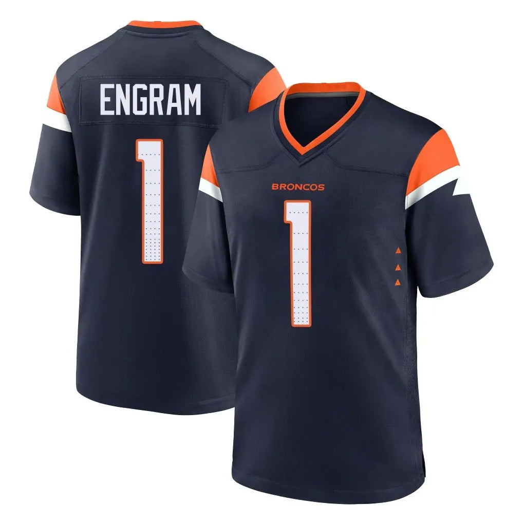 D.Broncos #1 Evan Engram Player Navy Home Game Odoa Stitched Jerseys