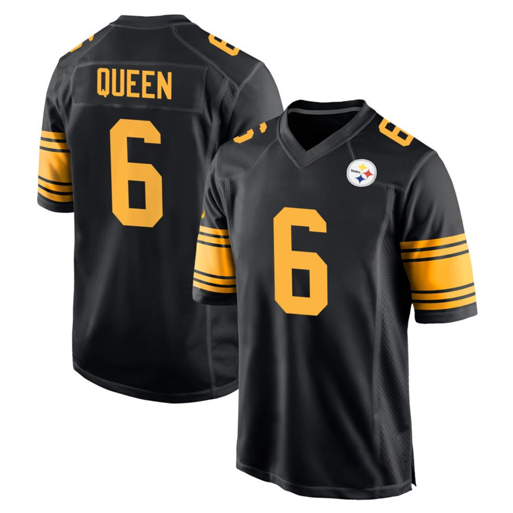 P.Steelers #6 Patrick Queen Player Black Color Rush Home Game Odoa Stitched Jerseys