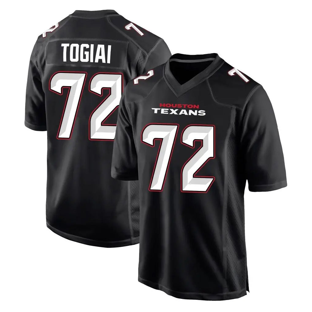 H.Texans #72 Tommy Togiai Player Carbon Black Fashion Home Game Odoa Stitched Jerseys