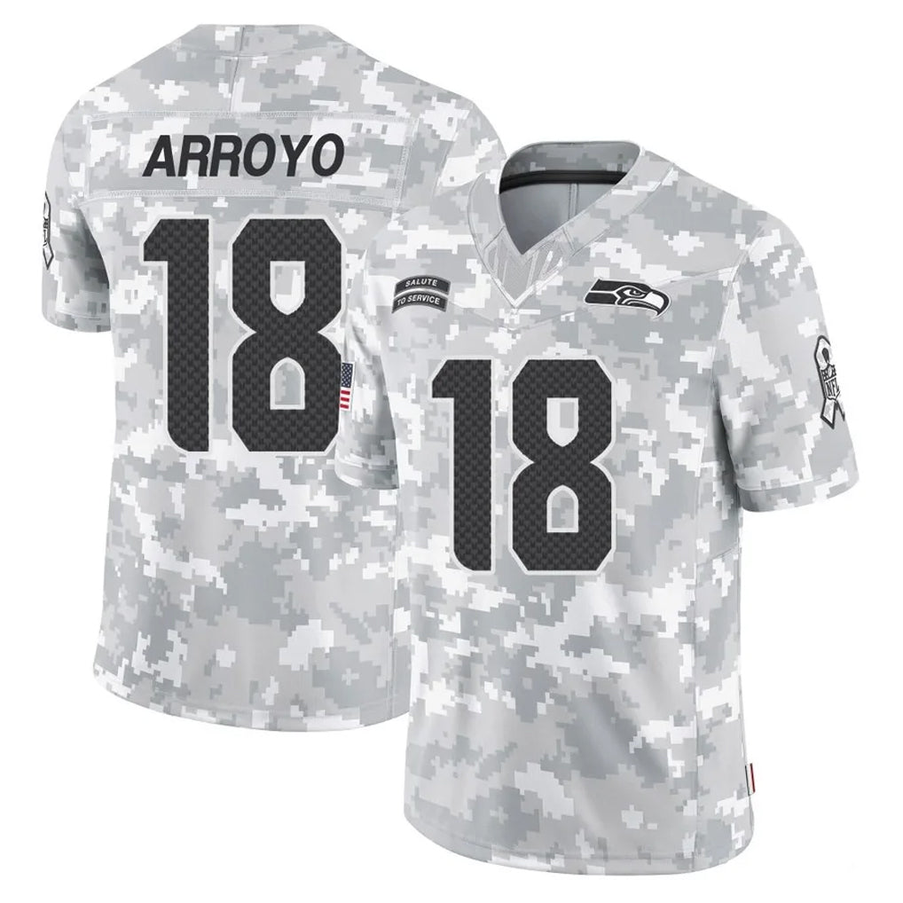 S.Seahawks #18 Elijah Arroyo Player Arctic Camo Limited Salute To Service Home Game Odoa Stitched Jerseys