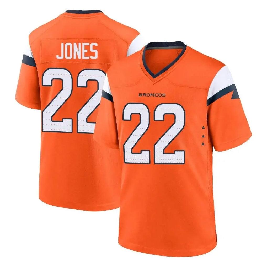D.Broncos #22 Brandon Jones Player Orange Home Game Odoa Stitched Jerseys