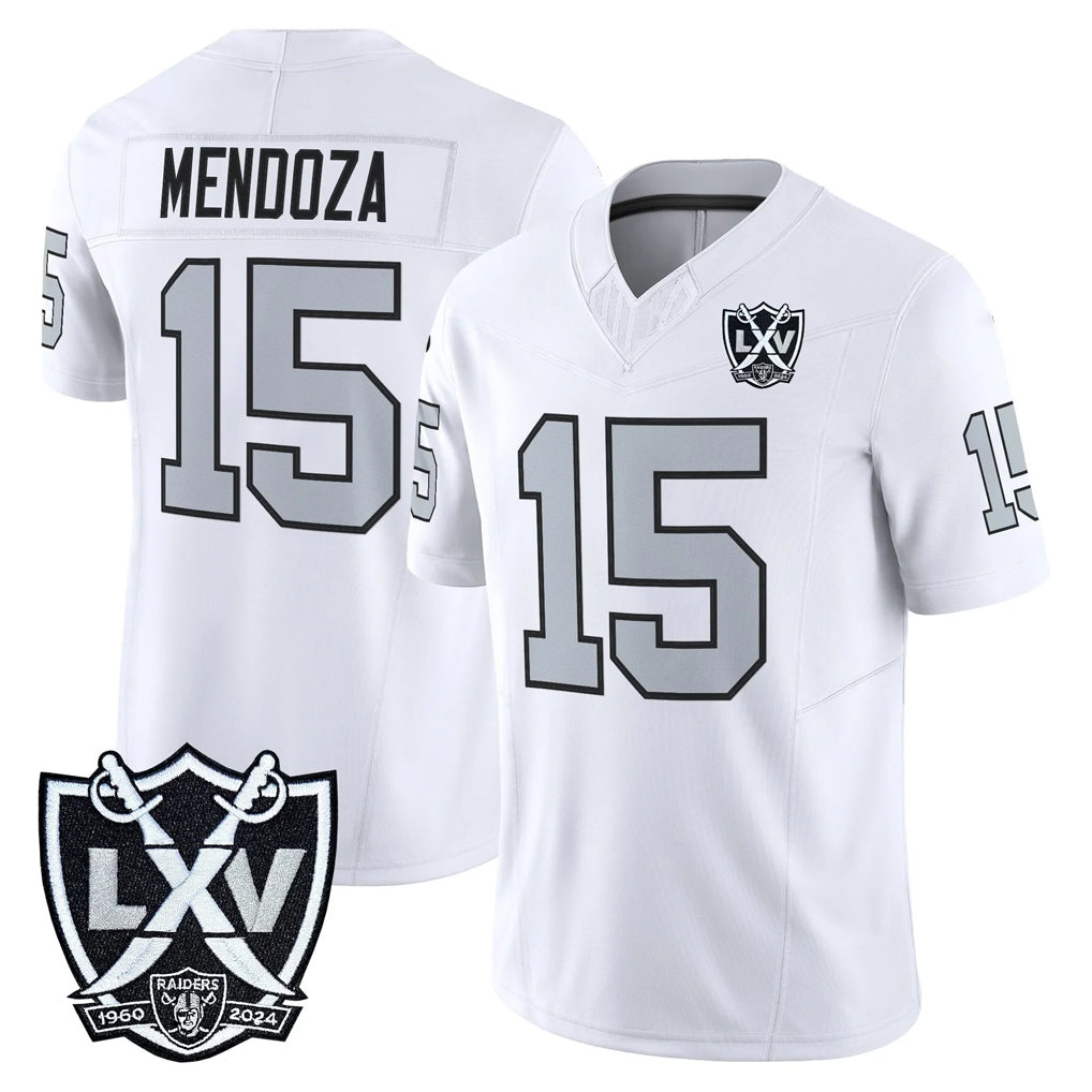 LV.Raiders #15 Fernando Mendoza Player White 2026 Vapor Limited Home Game Odoa Stitched Jerseys