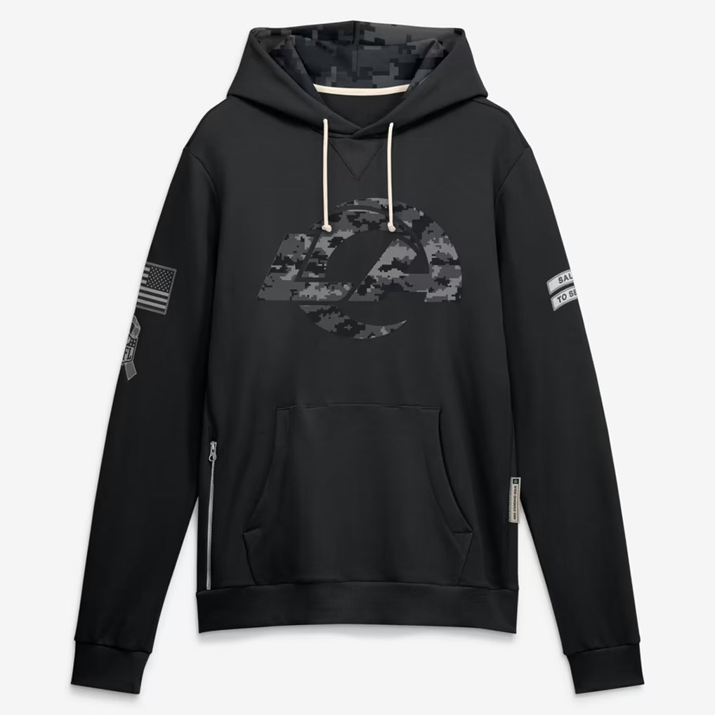 LA.Rams 2026 Black Logo Pullover Hoodies Limited Game Odoa Stitched Jerseys